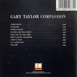 Back Cover Album Gary Taylor - Compassion Back Cover Album Gary Taylor - Compassion