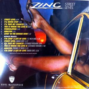 Back Cover Album Zinc - Street Level  | ptg records | PTG 34134 | NL