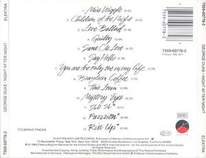 Back Cover Album George Duke - Night After Night
