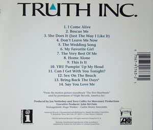 Back Cover Album Truth Inc. - Truth Inc.