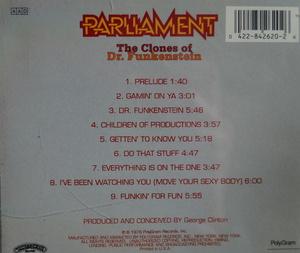 Back Cover Album Parliament - The Clones Of Dr. Funkenstein | casablanca records | 842 620-2 | US Back Cover Album Parliament - The Clones Of Dr. Funkenstein | casablanca records | 842 620-2 | US