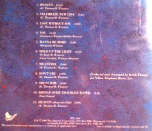 Back Cover Album Bebe And Cece Winans - Heaven  | sparrow records | SPD 1169 | US