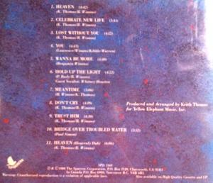 Back Cover Album Bebe And Cece Winans - Heaven | sparrow records | SPD 1169 | US Back Cover Album Bebe And Cece Winans - Heaven | sparrow records | SPD 1169 | US