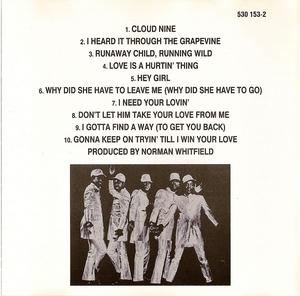 Back Cover Album The Temptations - Cloud Nine