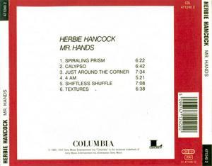 Back Cover Album Herbie Hancock - Mr. Hands Back Cover Album Herbie Hancock - Mr. Hands