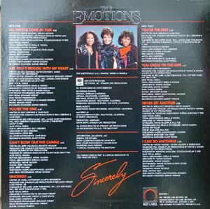 Back Cover Album The Emotions - Sincerely Back Cover Album The Emotions - Sincerely