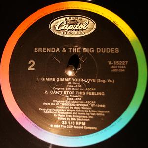 Back Cover Single Brenda And The Big Dudes - Gimme Gimme Your Love