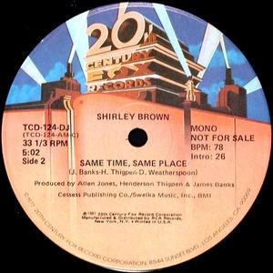 Back Cover Single Shirley Brown - Same Time, Same Place
