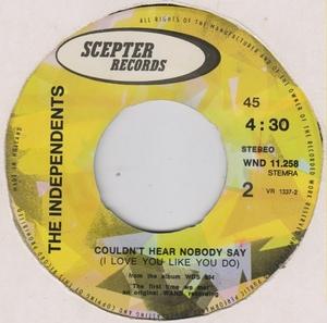 Back Cover Single The Independents - Baby I've Been Missing You