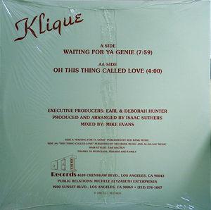 Back Cover Single Klique - Waiting For Ya Genie
