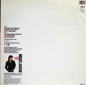 Back Cover Single Michael Jackson - Bad