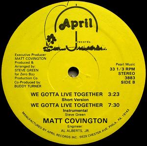 Back Cover Single Matt Covington - We Gotta Live Together