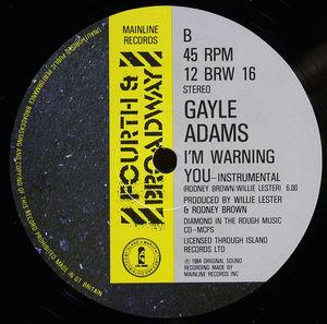 Back Cover Single Gayle Adams - I'm Warning You