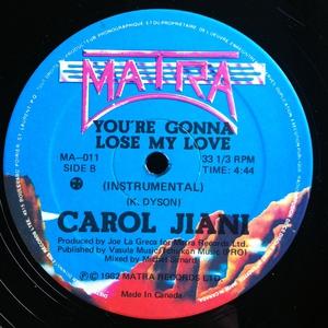 Back Cover Single Carol Jiani - You're Gonna Lose My Love