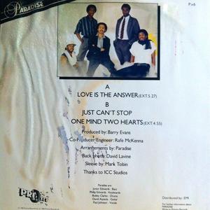 Back Cover Single Paradise - Love Is The Answer