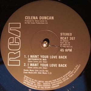 Back Cover Single Celena Duncan - I Want Your Love Back