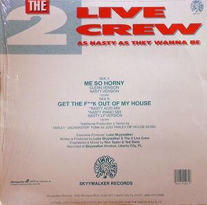 Back Cover Single The 2 Live Crew - Me So Horney