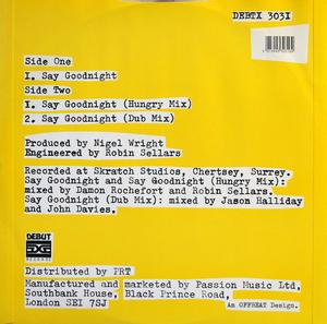 Back Cover Single Zushii - Say Goodnight