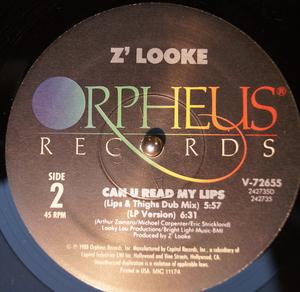 Back Cover Single Z'looke - Can U Read My Lips