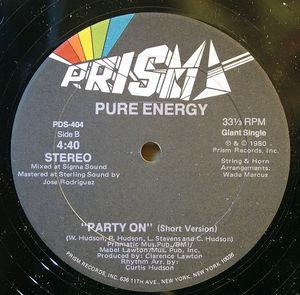 Back Cover Single Pure Energy - Party On