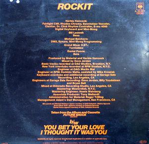 Back Cover Single Herbie Hancock - Rockit