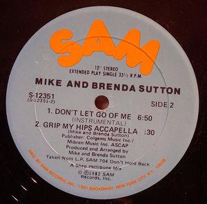 Back Cover Single Mike And Brenda Sutton - Don't Let Go Of Me (Grip My Hips Nad Move Me)