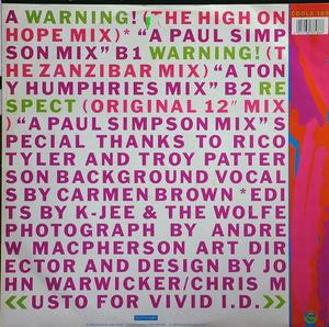 Back Cover Single Adeva - Warning!