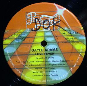 Back Cover Single Gayle Adams - Love Fever