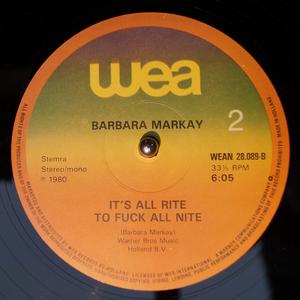 Back Cover Single Barbara Markay - It's All Rite To Fuck All Nite