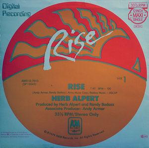 Back Cover Single Herb Alpert - Rise