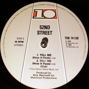 Back Cover Single 52nd Street - Tell Me (how It Feels)