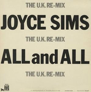Back Cover Single Joyce Sims - All And All (The U.K. Re-Mix)