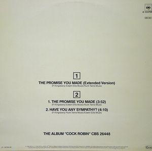 Back Cover Single Cock Robin - The Promise You Made