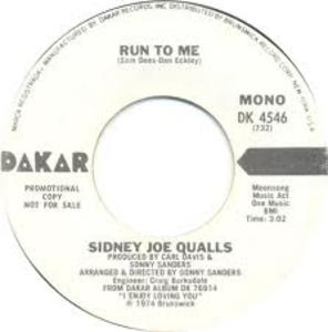 Back Cover Single Sidney Joe Qualls - Run To Me