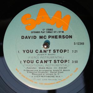 Back Cover Single David Mcpherson - You Can't Stop!