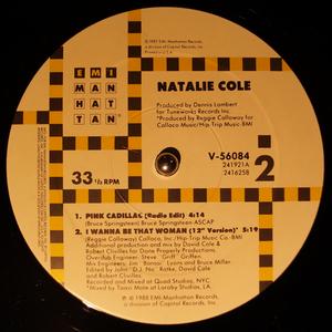 Back Cover Single Natalie Cole - Pink Cadillac