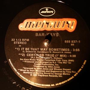 Back Cover Single The Bar Kays - Certified True