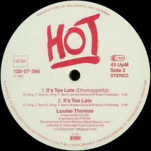 Back Cover Single Louise Thomas - It's Too Late