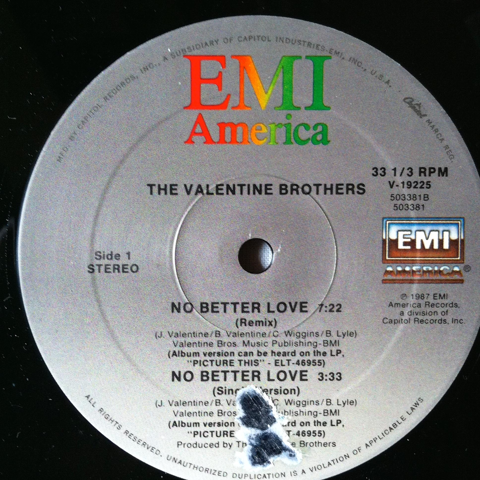 Front Cover Single The Valentine Brothers - No Better Love