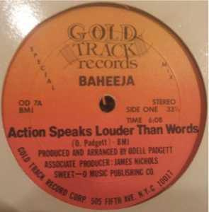 Front Cover Single Baheeja - Action Speaks Louder Than Words