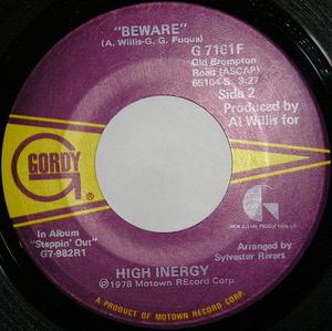 Front Cover Single High Inergy - Lovin' Fever