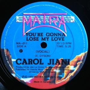 Front Cover Single Carol Jiani - You're Gonna Lose My Love