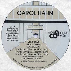 Front Cover Single Carol Hahn - Your Love (Is All I Need)