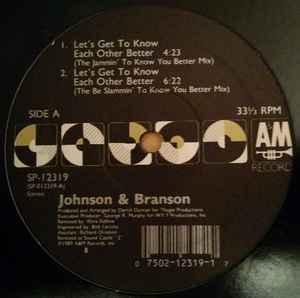 Front Cover Single Johnson & Branson - Let's Get To Know Each Other Better (The Jammin' To Know You Better Mix)