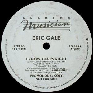 Front Cover Single Eric Gale - I Know That's Right