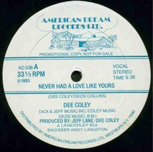 Front Cover Single Dee Coley - Never Had A Love Like Yours