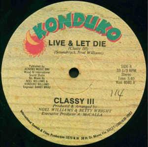 Front Cover Single Classy Iii - Live & Let Die