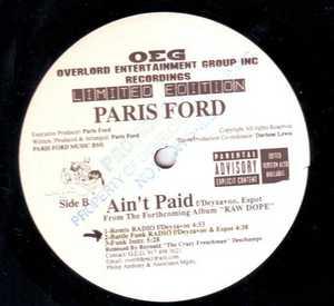 Front Cover Single Paris Ford - Ain't Paid