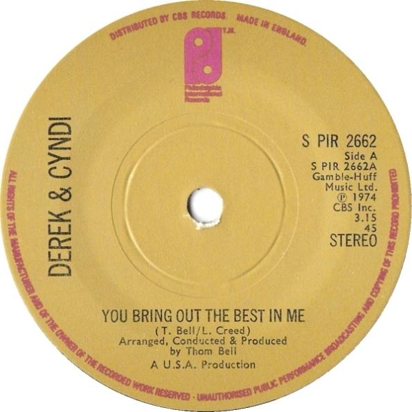 Front Cover Single Derek And Cyndi - You Bring Out The Best In Me