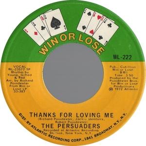 Front Cover Single The Persuaders - Thanks For Loving Me